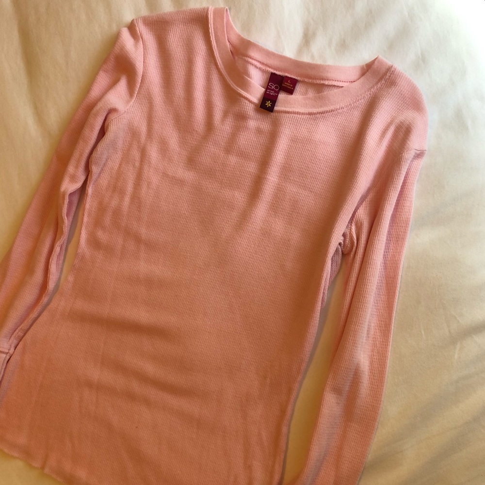 Pink waffle knit long sleeve by SO size large